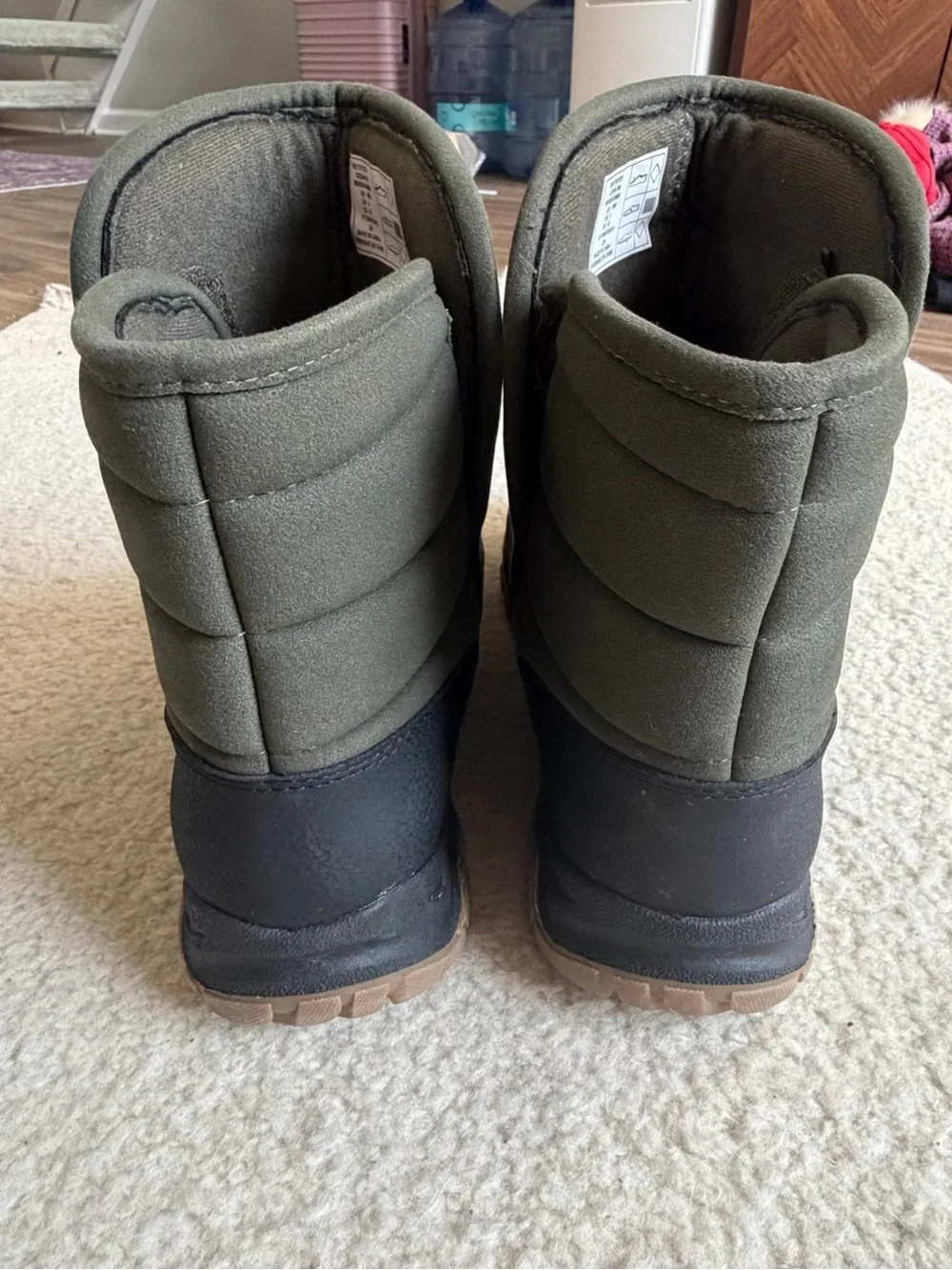 Lands' End Olive Green Quilted Winter Snow Boots Mens 10